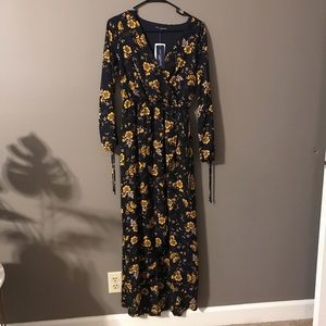 Navy and yellow dress